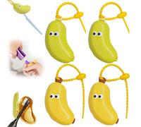 Banana Toothbrush Case, Portable Reusable Organizer, Fun Banana Fruits Toothbrush Cover for Home Camping Outdoor, Fits Most Manual and Electric Toothbrushes (4pcsC)