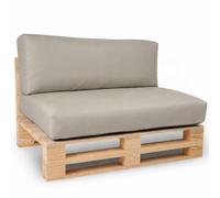 bananair - Pallet Cushions Outdoor - Waterproof & UV Resistant Fabric - Comfortable Foam Padded Garden Furniture Cushions (1 Seat 120x80 cm + 1 Back 120x40 cm, Light Grey)