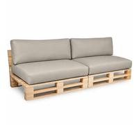 bananair - Pallet Cushions Outdoor - Waterproof & UV Resistant Fabric - Comfortable Foam Padded Garden Furniture Cushions (2 Seats 120x80 cm + 2 Backs 120x40 cm, Light Grey)