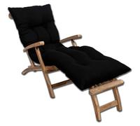 bananair - Sun Lounger Cushion Only - Thick, Comfortable, Quilted Design, Generously Foam Filled - Made in France - Sunbed Cushion for Garden Furniture, Easy to Install (185x60x15 cm, Black)