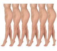 BANANALU 15 Denier Open Toe Soft Tights Toeless Transparent Open Toe, Naturale Set of 6, XXL
