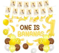 Bananas 1st Party Decoration, One Is Bananas Backdrop Banner Bananas Theme First Birthday Photo Banner Number 1 Foil Balloons Latex Balloons Bananas 1st Bday Decor for Kids First Birthday