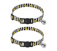 Bananas Black White Stripes Kitten Collars 2 Pack Collar for Puppy Adjustable Length 10.6" to 17.1"