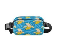 Bananas Striped Blue Cute Fanny Waist Pack for small businessman Large Capacity with Adjustable Strap for Travel Shopping Running bulto de cintura para