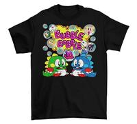 BANANATRIP Bubble Bobble NES Retro 90'S T-Shirt Printed Graphic Black Mens Top Tee L