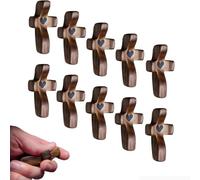 Bananaww 10PCS Cross My Hearts, Handheld Wooden Cross,Clinging and Praying, Pocket Olive Wood Cross Religious Encouragement Gift