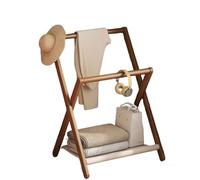 Bananaww Bamboo Clothes Rack Foldable or Corner Fan Shaped 90×70×44cm 186cm Heavy Duty 100kg Garment Rail with Storage Shelf Space Saving Clothing Organizer for Bedroom Small Spaces