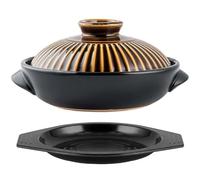 Bananaww Ceramic Casserole Dish with Lid Stoneware Clay Cooking Pot丨Japanese Style Donabe Pot with Double Handles for Stew Soup Rice Porridge Braising and Slow Cooking