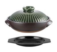 Bananaww Ceramic Casserole Dish with Lid Stoneware Clay Cooking Pot丨Japanese Style Donabe Pot with Double Handles for Stew Soup Rice Porridge Braising and Slow Cooking