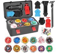 BananMelonBM Lamplight Battling Top Burst Gyro Toy Set for Kids, 12 Spinning Tops, 3 Launchers with Aluminum box, Turbo Set Metal Fusion Game Gyro for Boys Children