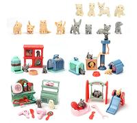 BananMelonBM Pretend Play Toy, 42Pcs Premium Creative Play Pretend Toys Dog and Cat Pet Grooming Bathing Playing Feeding House Building Like Real Present Pet Toy for Toddler Kids Girls Boys