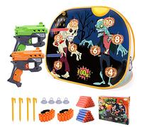 BananMelonBM Zombie Shooting Game Practice Target - Foam Dart Blaster Set with 2 Blasters & 40 Darts, Halloween Indoor Activity Game for Kids, Compatible with Nerf Guns