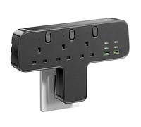 Banaplo Multi Plug Adaptor, 9-IN-1 Plug Extension Socket 3 Way 6 USB(3.8A,4 Type-C), 13A 3250W Plug Adapter UK, Wall Plug Extender with Independent Switches for Home Office Kitchen(Black)