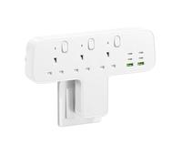 Banaplo Plug Extension Socket, 9-IN-1 Multi Plug Adaptor 3 Way 6 USB(3.8A,4 Type-C), 13A 3250W Plug Adapter UK, Wall Plug Extender with Individual Switches for Home Office Kitchen(White)