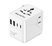Banaplo Universal Travel Adapter, Worldwide Travel Plug Adapter with Extra US Socket, 2 USB-C and 2 USB-A Ports, All in One International Travel Adapter for UK, EU, USA, Australia etc.