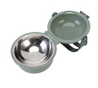 banapoy 2 in 1 Collapsible Dog Bowls, Dual Food and Water Bowls, Dog Foldable Double Water Food Feeder with Handle for Pets Cats Outdoor Travel Hiking Camping (Green)