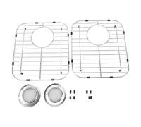 banapoy 2 Pack Bottom of Sink Protector Rack, Kitchen Stainless Steel Sink Grid, Sink Grid Dish Drying Rack Grate with Rear Drain, for Single Bowl, 11.81x13.12x1in