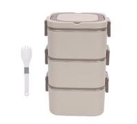 banapoy 2100ml 3 Layer Box, Stackable Insulated Lunch Box (Beige)