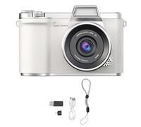 banapoy 48MP 1080P Mirrorless Camera with 8X Zoom, 2.4 Inch Flip Screen, Built in Flash, Auto Focus, Anti Shake Live Streaming Digital Camera for Beginner Photographers (White)