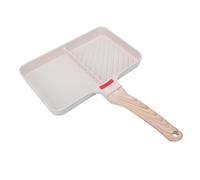 banapoy Japanese Omelette Pan, Aluminum Alloy Rectangular Nonstick Tamagoyaki Pan 2 Section Breakfast Skillet Griddle Frying with Wooden Handle for Omelets, Steak, Sausage (Style 1)