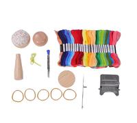 banapoy Portable Darning Loom, Mini Patchwork Weaving Tool Set, Mushroom Knit Patch Kit with 14 Hooks Weaving Machine, 50 Colors Thread, for Holes Repair on Socks