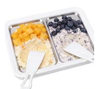 banapoy Rolled Ice Cream Maker, Instant Ice Cream Maker, Stainless Steel Dual Pan DIY Roll Tray with 2 X Spatula, Manual Instant Frozen Dessert, for Yogurt Sorbet