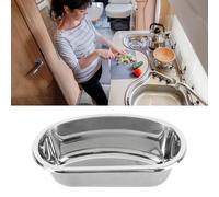 banapoy RV Bathroom Sink, Scratchproof Stainless Steel Undermount Single Bowl Oval Kitchen Sink with 40mm Drain Hole for RV Bar Boat Motorhome Truck 12.8x6.89x4.53 Inch