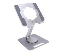 banapoy Tablet Stand for Desk, Aluminum Swivel Monitor Display Stand Foldable Desktop Phone Tablet Holder Holder Hollow with 360 Rotating Base, for Cell Phone, Drawing (Silver)