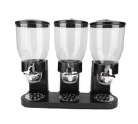 banapoy Triple Food Dispenser, Multifunctional Food Cereal Container Countertop Storage Dispenser, for Store Oatmeal, Candy, Nut, Grain, Snack, Coffee Bean (Black)