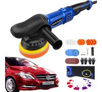Banas 1200W 5inch Dual Action Polisher DA Machine Car Buffer, 12mm Eccentricity, Adjustable 6 Speeds (2800-5800RPM), Removable Self-adhesive Disc, w/ Auxiliary Handle, Polishing Pads Set, Trigger Lock