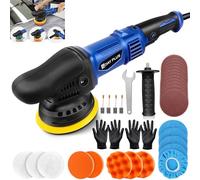 Banas 1200W Dual Action Polisher DA Machine Car Buffer, 5-inch Disc, 12mm Eccentricity, Adjustable 6 Speeds (2800-5800RPM), Removable Self-Adhesive Disc, with Auxiliary Handle, Polishing Pads Set
