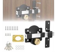 Banas 50mm/2" Long Throw Gate Lock, Lock Bolts, 304 Stainless Steel Both Sides Lock with Rear Double Locking and Catch Latch Slide Bolt, for Garden/Sheds/Courtyard/Bedroom/Toilet/Garage Doors & Gates