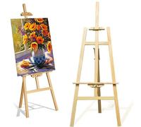 Banas Easel Stand 1.75M Studio Easel Adjustable Drawing Painting Holder Folding Art Stand for Wedding Wooden A-Frame Display Drawing Board for Painting; 175cm / 69"(Spliced Tripod)