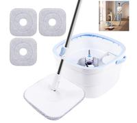 Banas Spin Mop Set with Dual Chamber Bucket, Cleaning & Dirt Separation Rotating Mop, Extendable Stick Mopping, Hand-Washed Free, 80-90% Dehydration Rate; Perfect for Hardwood/Tile/Bathroom Cleaning