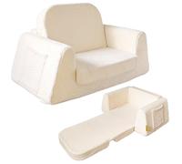 BanaSuper Kids Sofa, 2-in-1 Convertible Toddler Chair, Comfy Flip Out Bed for Children, Plush Kids Couch & Armchair, Extra Sturdy Wide Base, Machine Washable Cover, Gift for Boys Girls, Creamy Beige