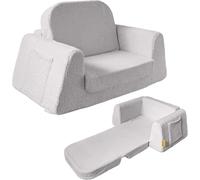BanaSuper Kids Sofa, 2-in-1 Convertible Toddler Chair, Comfy Flip Out Bed for Children, Plush Kids Couch & Armchair, Extra Sturdy with Wide Base, Machine Washable Cover, Gift for Boys Girls, Grey