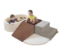 BanaSuper Kids Soft Play Set, Baby Foam Climbing Blocks with Ball Pit, Grey | No Balls, EN71 Certified, Toddler Indoor Soft Play Equipment Playground, Sensory Motor Skills, Montessori Toys for Boys Girls