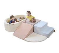 BanaSuper Kids Soft Play Set, Baby Foam Climbing Blocks with Ball Pit, Pink | No Balls, EN71 Certified, Toddler Indoor Soft Play Equipment Playground, Sensory Motor Skills, Montessori Toys for Boys Girls