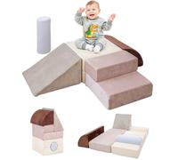 BanaSuper Kids Soft Play Set, Foldable Foam Climbing Blocks for Toddlers, Fold into Large Play Mat for Crawling & Obstacle Course, EN71 Certified Indoor Foam Gym Toys for Sensory Motor Skills, Blue