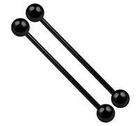 BanaVega 2PCS Anodized Black Titanium G23 industrial piercings 16g 1 1/2 38mm 5mm Ball Earrings Piercing Jewellery 6743