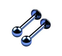BanaVega 2PCS Dark Blue Titanium G23 Anodized Lip Studs 16g 1.2mm 3/8 10mm 3mm ball Labret Earrings Medusa Piercing Jewellery 6700