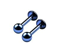 BanaVega 2PCS Dark Blue Titanium G23 Anodized Monroe Labret 16g 1.2mm 1/4 6mm 3mm ball Snake Bite Earrings Piercing Jewellery 6698