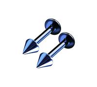 BanaVega 2PCS Dark Blue Titanium G23 Anodized Monroe Labret 16g 1.2mm 1/4 6mm 3mm cone Snake Bite Cartilage Piercing Jewellery 6716