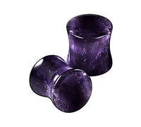 BanaVega 2PCS Organic Stone Amethyst 0g 8mm Double Flared Saddle Ear Stretcher Plugs Flesh Earring Lobe Gauge Piercing Jewellery 5251