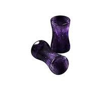 BanaVega 2PCS Organic Stone Amethyst 4g 5mm Double Flared Saddle Stretcher Earring Gauge Ear Lobe Plug Piercing Jewellery 5249