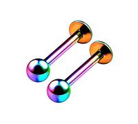 BanaVega 2PCS Rainbow Titanium G23 Anodized Labret 16g 1.2mm 3/8 10mm 3mm ball Medusa Earrings Spider Bite Piercing Jewellery 6703