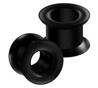 BanaVega 2PCS Silicone Black 1/2 inch 12mm Double Flared Saddle Ear Gauge Earring Tunnel Plug Stretcher Piercing Jewellery 5226