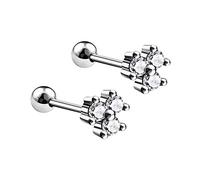 BanaVega 2PCS Surgical Steel Fancy Crystal Clear Stud Ear Stud 16g 1/4 6mm Tragus Cartilage Helix Earrings Piercing Jewellery 5704