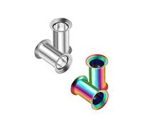 BanaVega 4pcs Anodized Steel Ear Gauges Double Flared Ear Expander Flesh Ear Gauges Lobe Gauge Jewelry See More Sizes Stainless Steel
