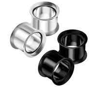 BanaVega 4PCS Steel Anodized Black 1/2 inch 12mm Double Flared Saddle Tunnel Ear Stretcher Gauge Lobe Earring Piercing Jewellery 3965